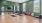 A stretch room with mats and medicine balls